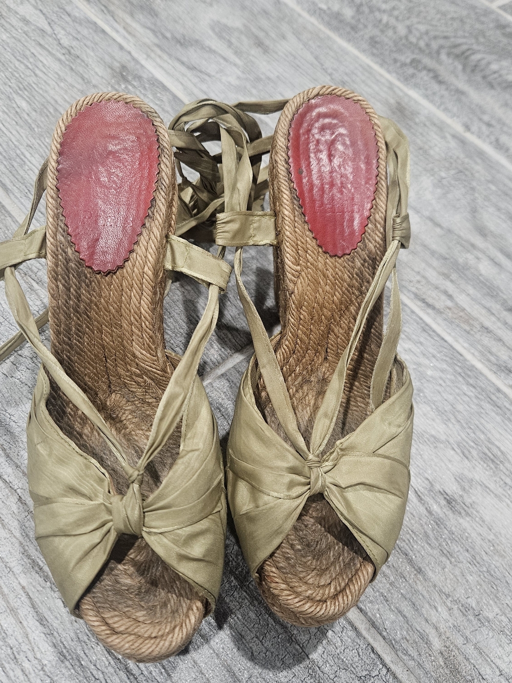 Christian Louboutin Olive Knot-Front Lace-Up Wedge Sandals